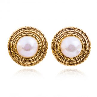 Chanel Faux Pearl Clip Earrings