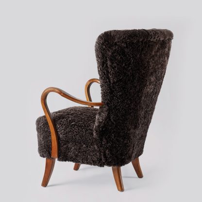 Alfred Christensen Wingback Chair in Sheepskin, 1940s