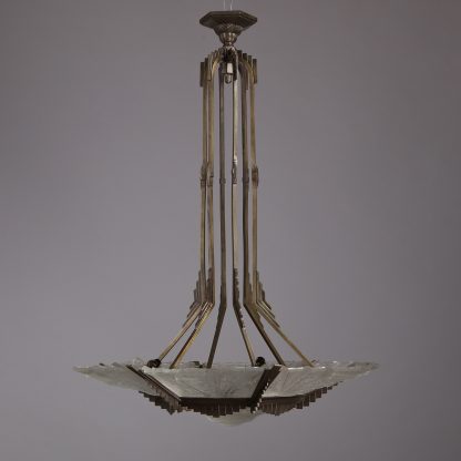 Verrerie des Hanots Large French Chandelier, 1930s