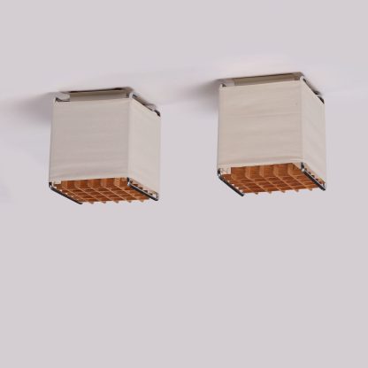 Pair of Swedish Flush Mount Ceiling Lamps, 1970s