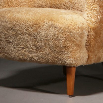 Carl Malmsten 'Farmor' Armchairs in Sheepskin, 1950s - Image 5