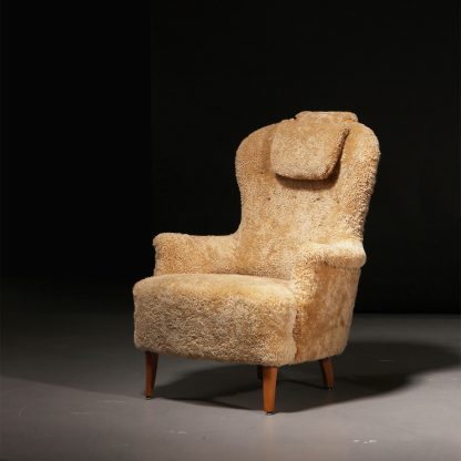 Carl Malmsten “Farmor” Armchair in Sheepskin, 1950s