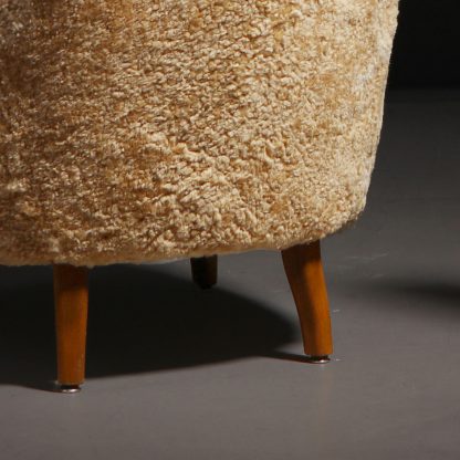 Carl Malmsten 'Farmor' Armchairs in Sheepskin, 1950s - Image 6