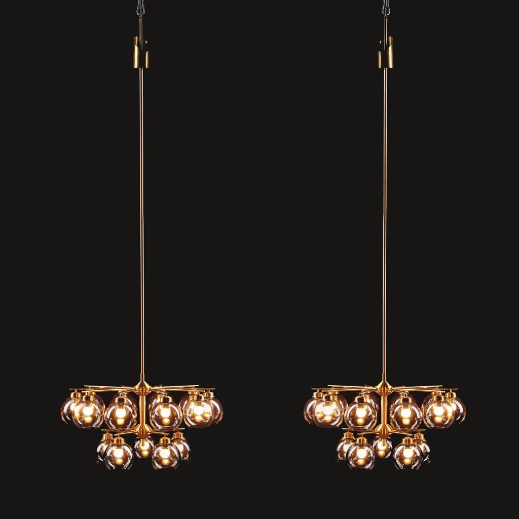 Holger Johansson Pair of Chandeliers, 1960s