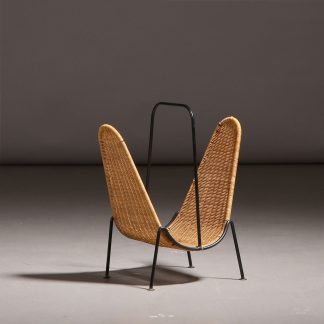Danish Magazine Rack in Wicker, 1950s