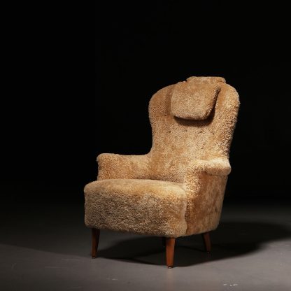 Carl Malmsten 'Farmor' Armchairs in Sheepskin, 1950s - Image 3