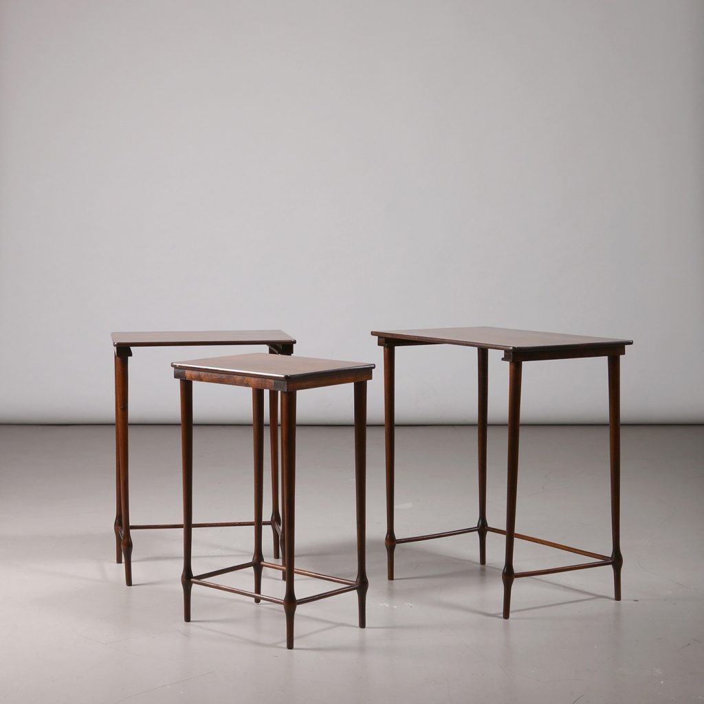 Set of 3 Swedish Modern Nesting Tables in Birch, 1940s