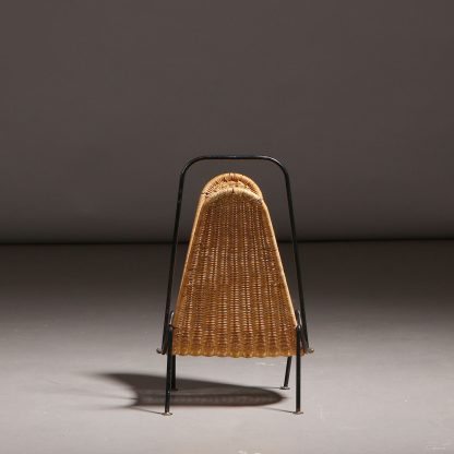 Danish Magazine Rack in Wicker, 1950s - Image 3