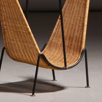 Danish Magazine Rack in Wicker, 1950s - Image 2