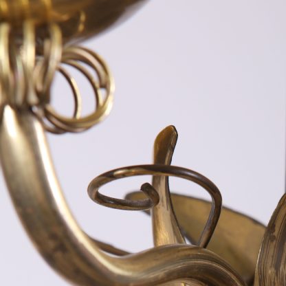 Itsu Oy Ceiling Lamp in Brass and Opaline Glass, 1950s - Image 4