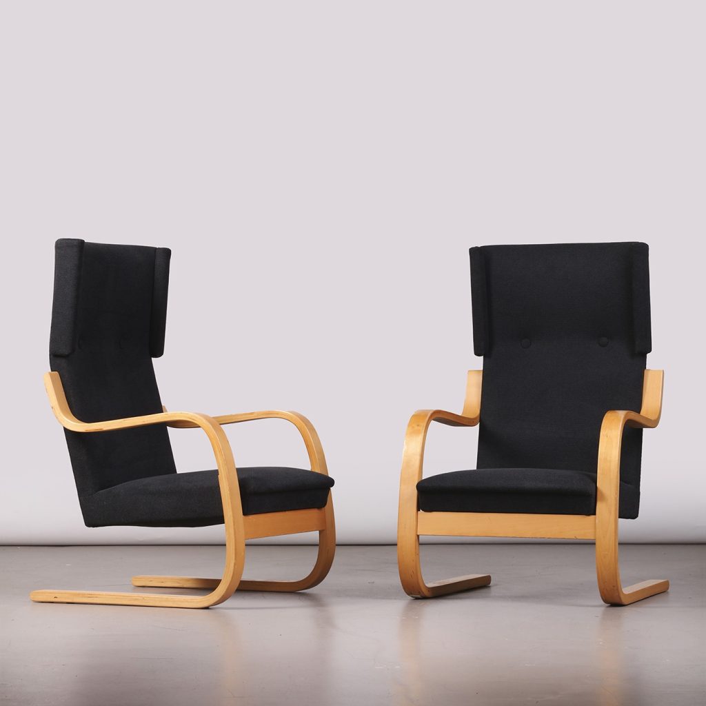 Alvar Aalto Pair of Cantilever Armchairs, 1950s