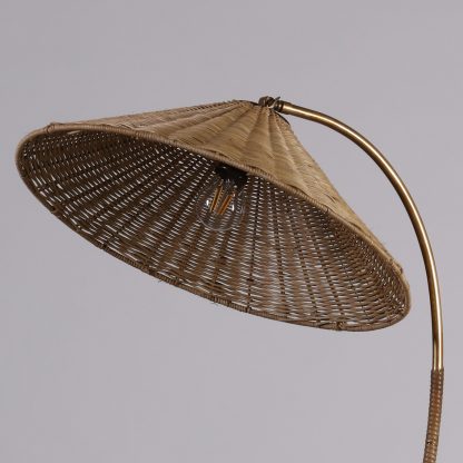 Itsu Oy Organic Floor Lamp in Brass and Cane, 1950s - Image 2