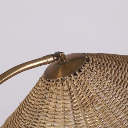 Itsu Oy Organic Floor Lamp in Brass and Cane, 1950s - Image 5
