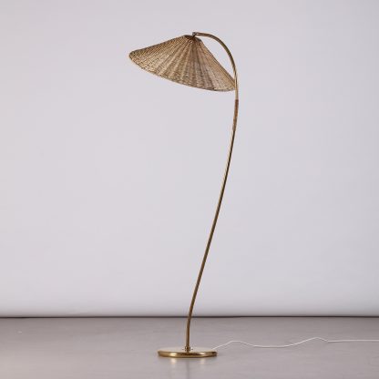 Itsu Oy Organic Floor Lamp in Brass and Cane, 1950s - Image 3