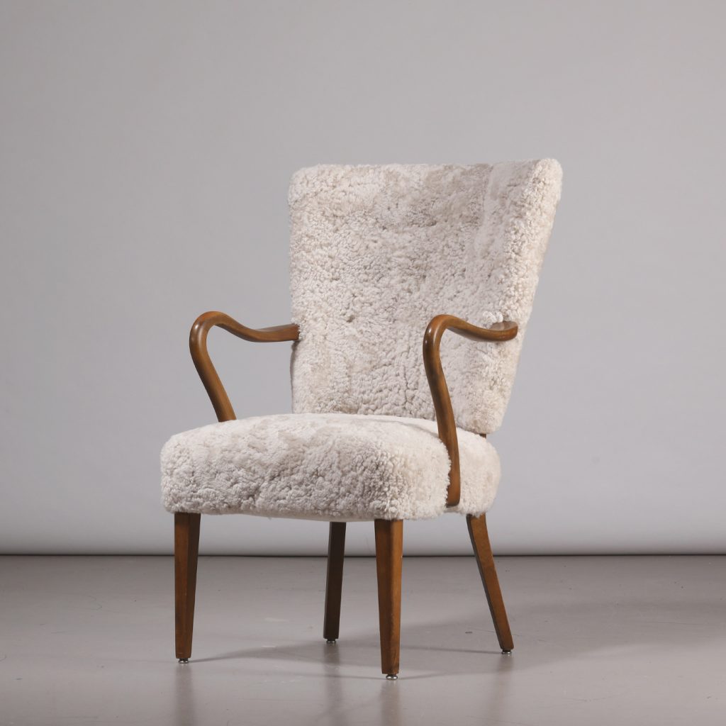 Alfred Christensen Armchair in Sheepskin, 1940s