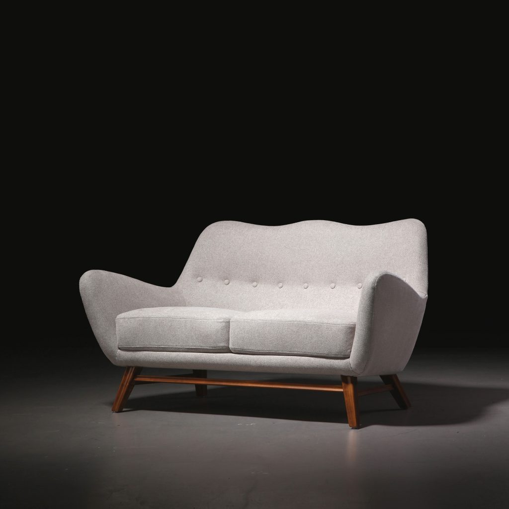 Swedish Modern Two-Seater Sofa in Light Fabric, 1950s